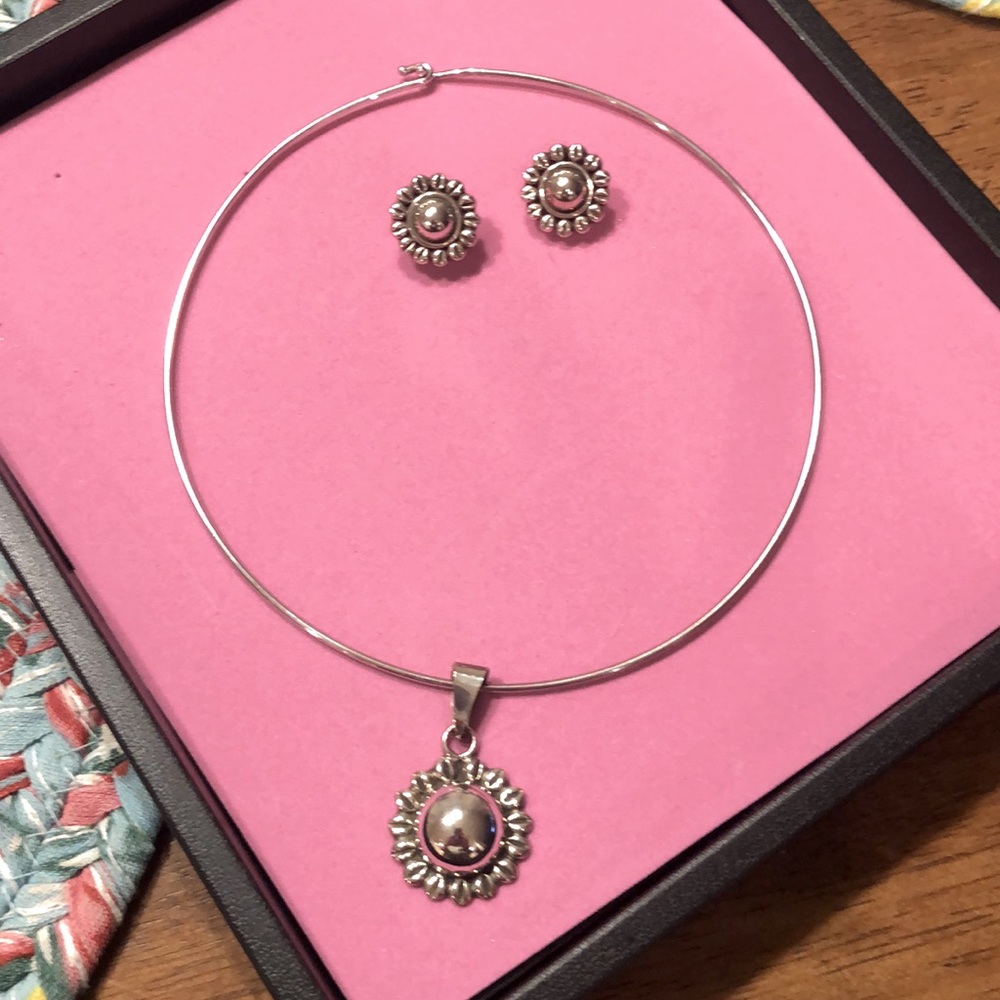 Sterling necklace pendant & post earrings